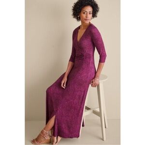 Soft Surroundings Hyannis Maxi Dress Faux Wrap Boho Gypsy Mermaid Womens Sz Med